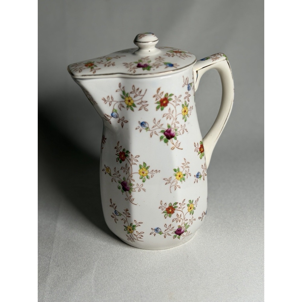 Vtg Takito Japan Hand Painted Porcelain Chocolate Pot Pitcher Locking Lid TT